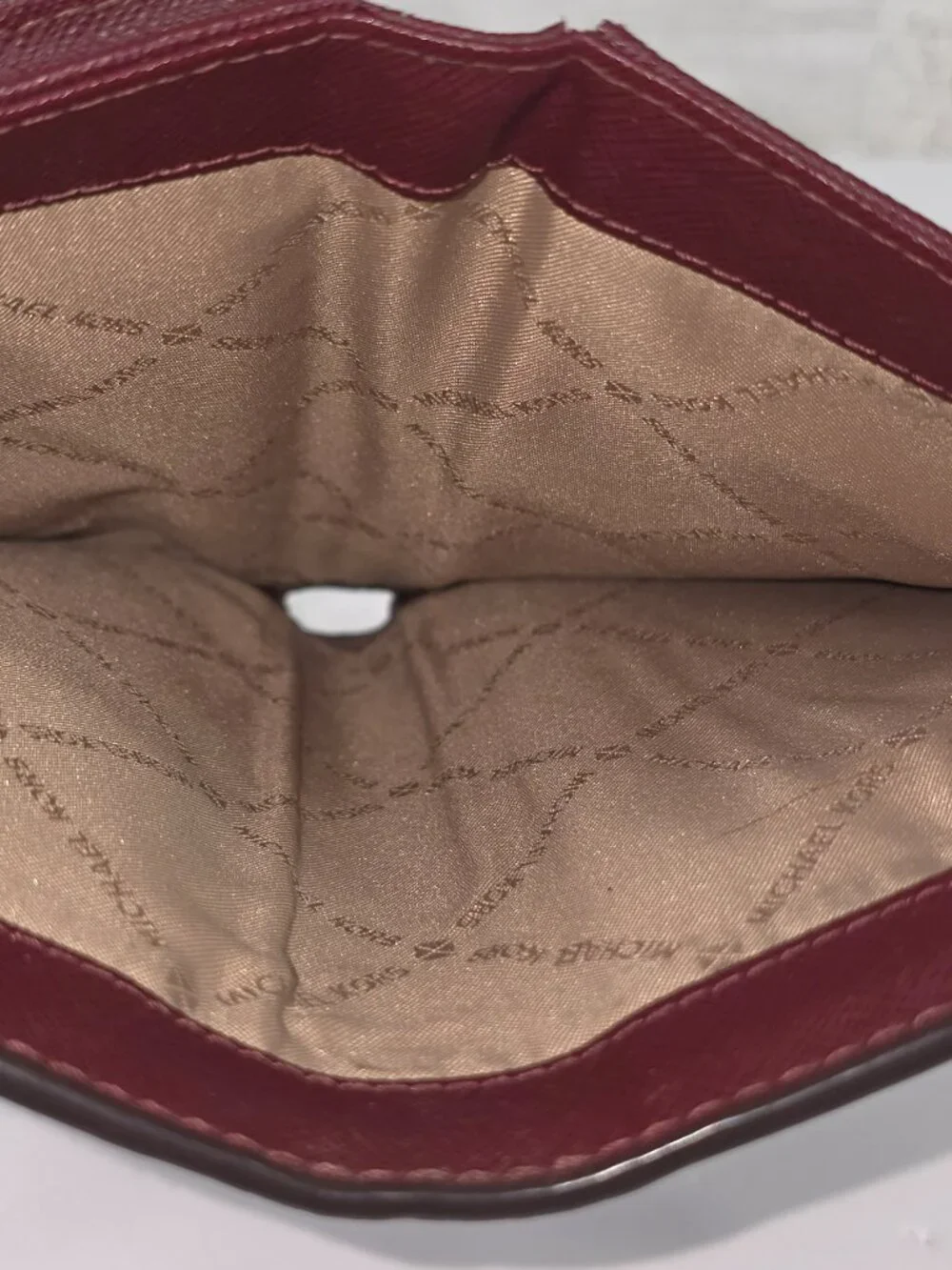 MICHAEL KORS Jet Set Double Zip Wallet Merlot Leather *NO WRISTLET* *VGC* MK....